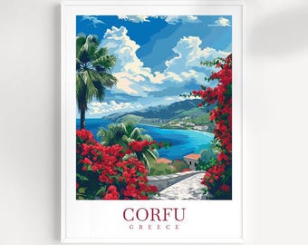 Corfu Travel Print Wall Art Greece Wall Hanging Home Decoration Corfu Gift Art Lovers Wall Art Print Corfu Greece Wall Art Corfu gift