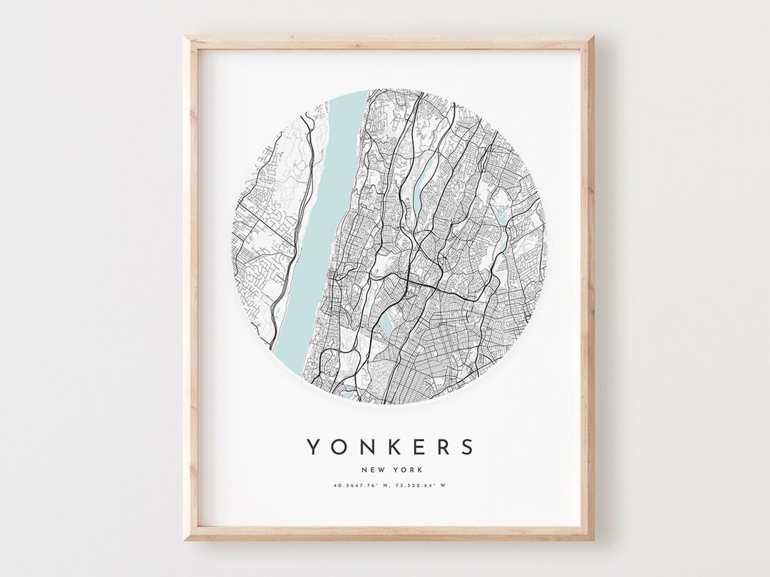 Yonkers Map Print, Yonkers Map Poster City Wall Art, Ny Road Map, New York Print Street Map