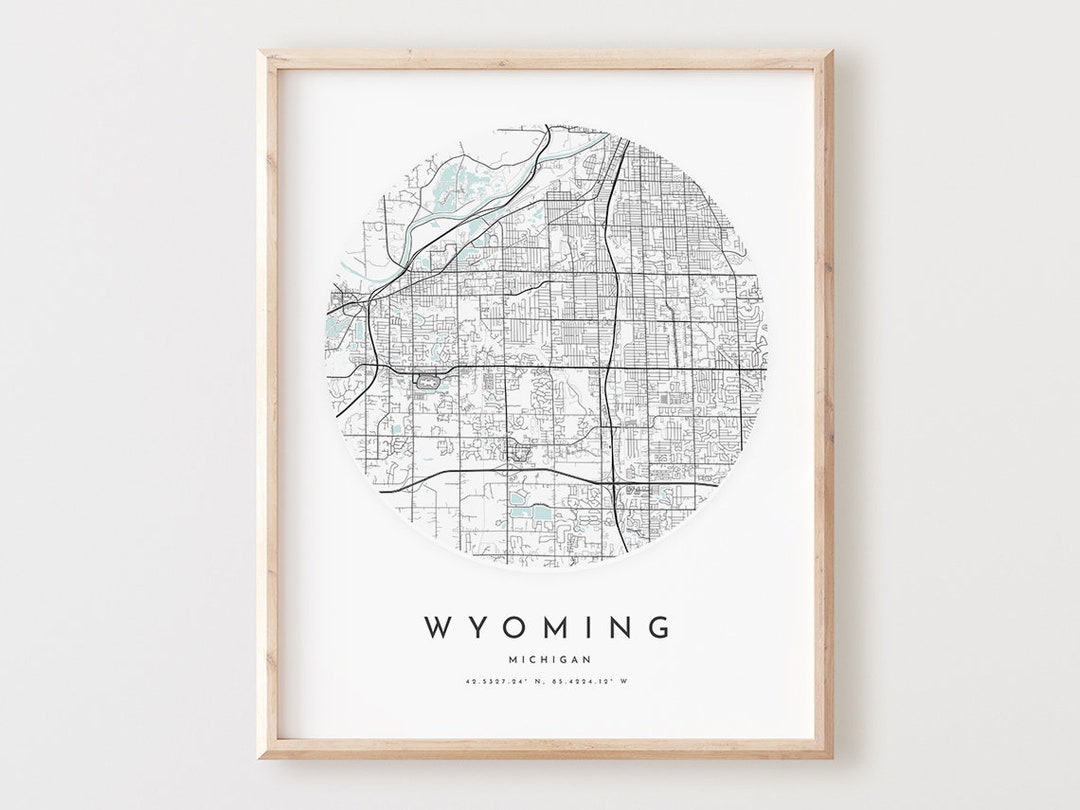 Wyoming Map Print: Modern City Street Map Wall Art - Etsy