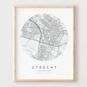 Impressão de mapa de Utrecht, mapa de Utrecht pôster arte de parede da cidade, mapa de estrada de Utrecht, decoração de mapa de rua com impressão de Utrecht, presente de escritório, L348v4