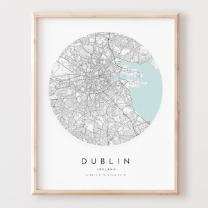 Dublin Karte Print, Dublin Karte Poster Stadtplan, Stadtplan Dekor, Geschenk für Sie, L255v4