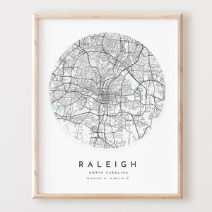 Raleigh Map Print, Raleigh Map Poster City Wall Art, Nc Road Map, North Carolina Print Street Map Decor,  Office Gift, L268v4