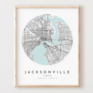 Impressão de mapa de Jacksonville, mapa de Jacksonville pôster arte de parede da cidade, mapa de estradas Fl, decoração de mapa de rua com impressão da Flórida, presente de escritório, L239v4