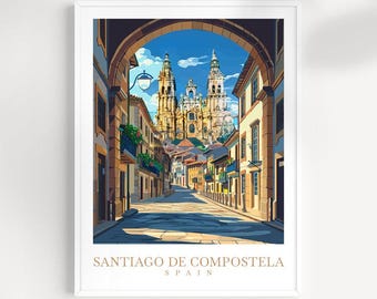 Print Santiago de Compostella: reiskunst aan de muur Spanje