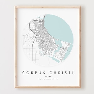 Impressão de mapa de Corpus Christi, mapa de Corpus Christi pôster arte de parede da cidade, mapa de estradas Tx, decoração de mapa de ruas com impressão do Texas, presente de escritório, L479v4
