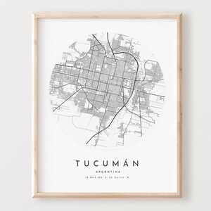 Impressão de mapa de Tucumán, mapa de Tucumán pôster arte de parede da cidade, mapa de estradas de Tucumán, decoração de mapa de rua de impressão de Tucumán, presente de escritório, L305v4
