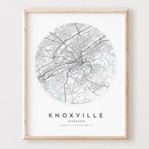 Impressão de mapa de Knoxville, mapa de Knoxville pôster arte de parede da cidade, mapa de estradas Tn, Tennessee impressão mapa de rua decoração, presente de escritório, L366v4