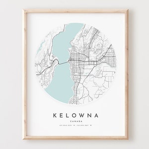 Impressão de mapa de Kelowna, mapa de Kelowna pôster arte de parede da cidade, mapa de estrada de Kelowna, decoração de mapa de rua de impressão de Kelowna, presente de escritório, L773v4