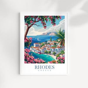 Rhodes Greece Travel Print: Coastal Wall Art