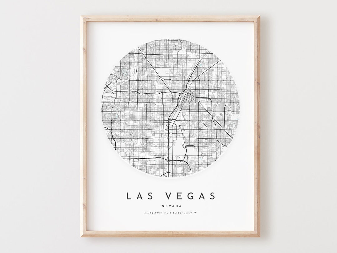 Las Vegas Map Print, Las Vegas Map Poster City Wall Art, Nv Road Map
