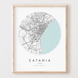 Impresión de mapa de Catania, póster de mapa de Catania, arte de pared de ciudad, mapa de carreteras de Catania, decoración de mapa callejero impreso de Catania, regalo de oficina, L343v4