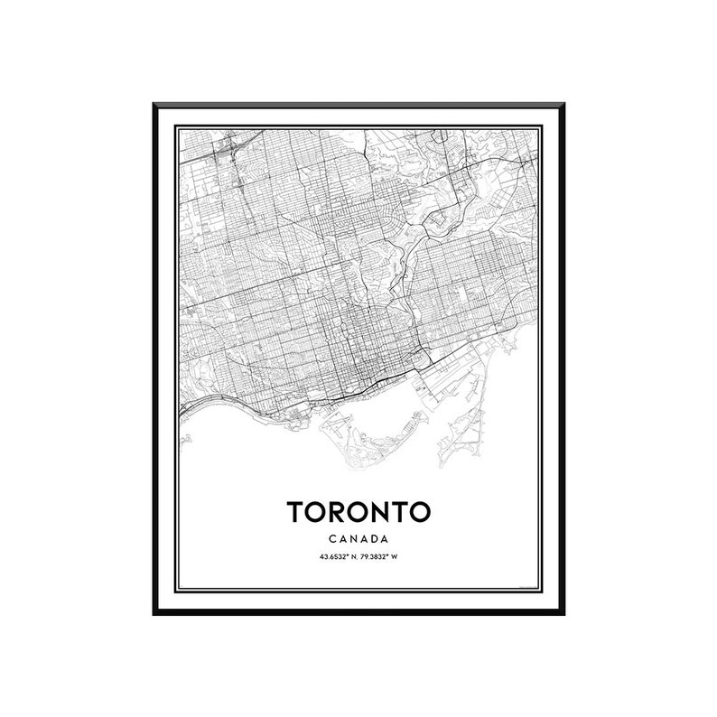 Toronto map print wall art Toronto Canada city map poster | Etsy