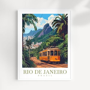 Impresión de viaje de Río de Janeiro, arte de pared de Brasil, colgante de pared, decoración del hogar, regalo de Río de Janeiro, arte de pared para amantes del arte, impresión de arte, arte de Brasil