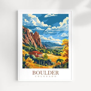 Boulder Travel Print Colorado Home Decor USA City Art Print Boulder Wall Art Boulder liefhebber cadeau Boulder muur opknoping cadeau