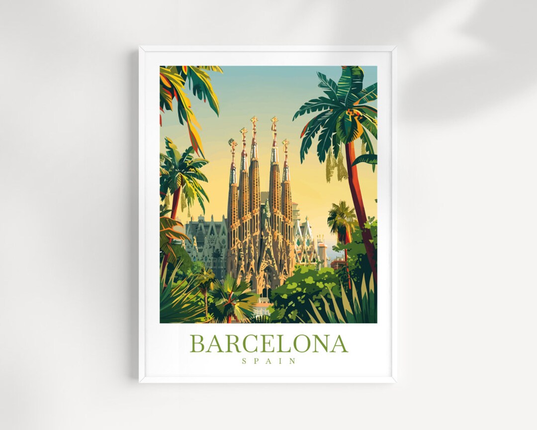Barcelona Travel Poster Barcelona Print Spain Art Print Barcelona Gift