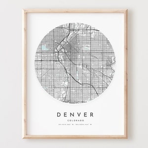 Impressão de mapa de Denver, mapa de Denver pôster arte de parede da cidade, mapa de estrada Co, decoração de mapa de rua com impressão de Colorado, presente de escritório, L110v4