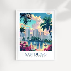 San Diego Travel Print Wall Art California Wall Hanging Home Décor San Diego Gift Art Lovers California Artwork  San Diego Poster