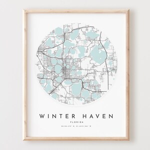 Winter Haven Karte, Winter Haven Karte, Poster Stadt Wand Kunst, FL Straßenkarte, Florida Straßen Karte Dekor, Büro Geschenk, L578v4