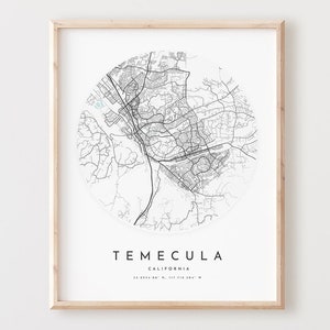 Temecula Karte Print, Temecula Karte Poster Stadt Wandkunst, Ca Straßenkarte, Kalifornien Druck Straßenkarte Dekor, Büro Geschenk, L816v4