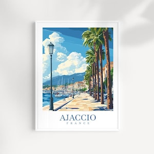 Ajaccio Travel Poster Wall Art France Wall Hanging Home Décor Ajaccio Gift Art Lovers France Artwork Ajaccio Print France Wall Art Décor