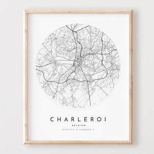 Charleroi Map Print, Charleroi Map Poster City Wandbild, Charleroi Road Map, Charleroi Print Street Map Dekor, Büro Geschenk, L477v4