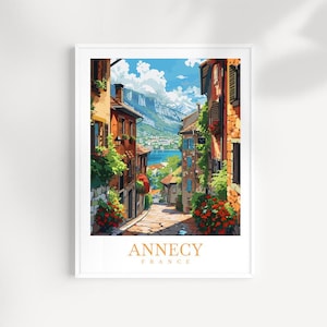 Annecy Travel Print France Home Decor Cityscape Art Print Annecy Wall Art for Travel Enthusiast Gift Annecy Wall Hanging Annecy France