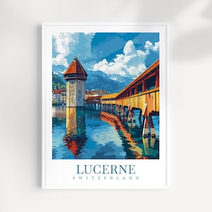 Lucerne Travel Print Wall Art Switzerland Wall Hanging Home Décor Lucerne Gift Art Lovers Switzerland Art Lover Gift Lucerne