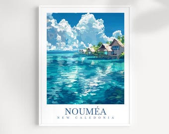 Noumea New Caledonia Travel Poster: Tropical Island Art Print