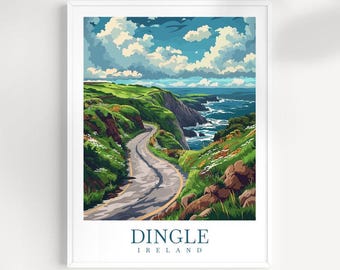 Dingle Peninsula Ireland Travel Print: Coastal Road Wall Art