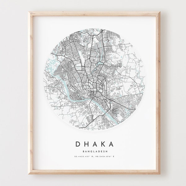 Dhaka Map Print, Dhaka Map Poster City Wall Art, Dhaka Road Map, Dhaka Print Street Map Decor,  Office Gift, L9v4