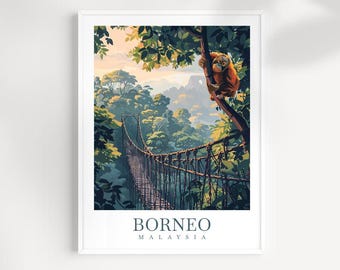 Borneo Travel Poster: Malaysia Wall Art Print