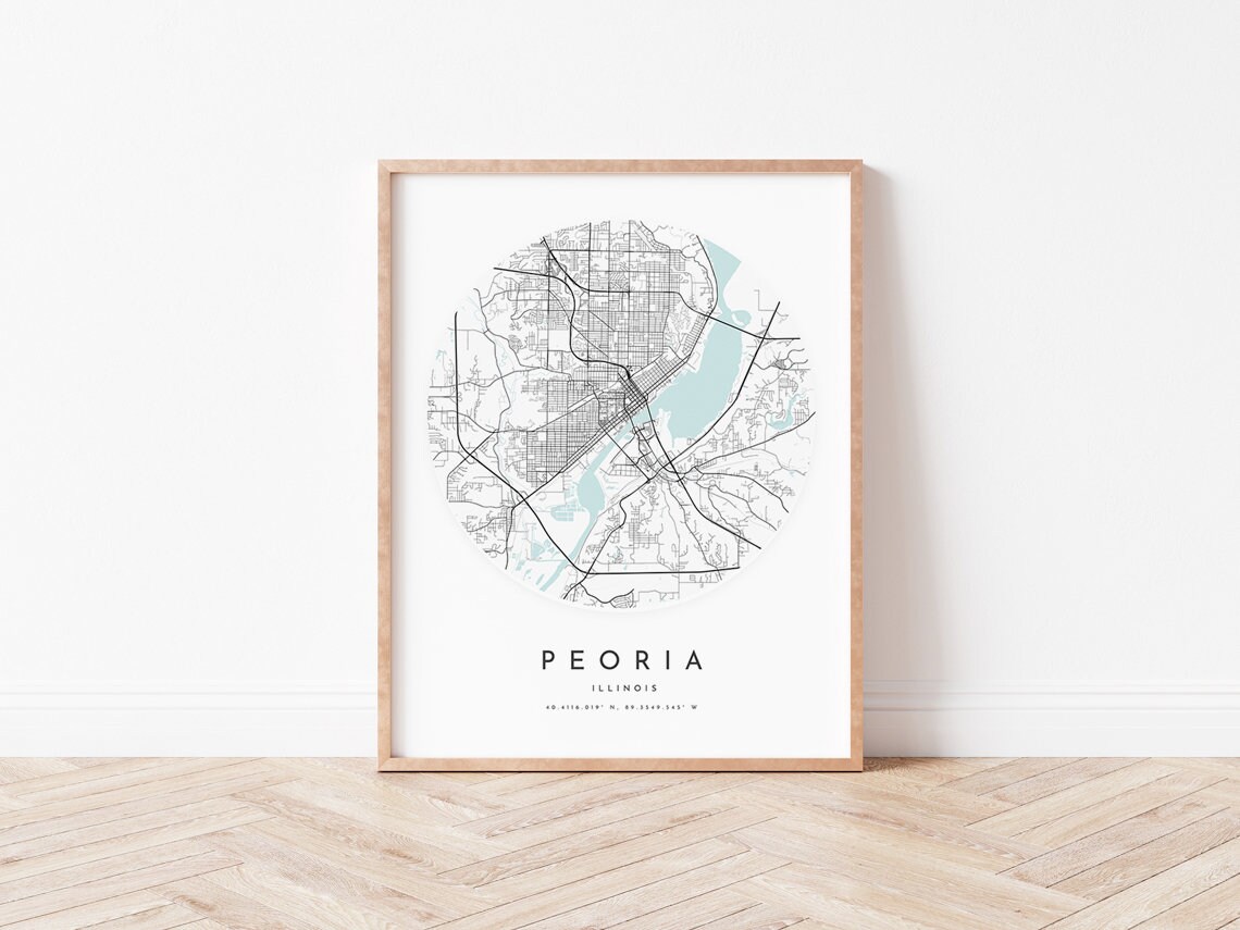 Peoria Map Print Peoria Map Poster City Wall Art Il Road Etsy UK