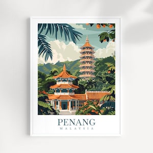 Penang Travel Print Malaysia Wall Decor Penang Poster Penang Travel Print Art Penang Illustration Malaysia Penang gift