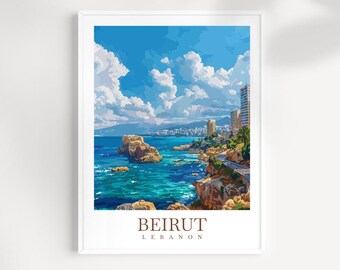 Poster di viaggio di Beirut: stampa artistica da parete del Libano