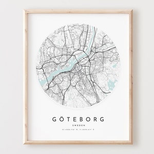 Impressão de mapa de Gotemburgo, pôster de mapa de Gotemburgo, arte da parede da cidade, mapa de estradas de Gotemburgo, decoração de mapa de rua de impressão de Gotemburgo, presente de escritório, L379v4