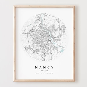 Nancy Karte Print, Nancy Karte Poster Stadt Wandkunst, Nancy Straßenkarte, Nancy Print Straßenkarte Dekor, Büro Geschenk, L531v4