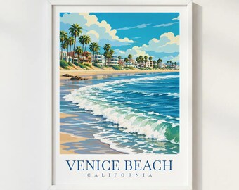 Venice Beach California Travel Print, Los Angeles Coastal Wall Art, California Beach Poster