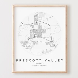 Prescott Valley kaart afdrukken, Prescott Valley kaart poster stad muur kunst, Az wegenkaart, Arizona afdrukken stratenplan decor, kantoorcadeau, L903v4
