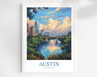 Austin Texas Cityscape Print: Travel Wall Art