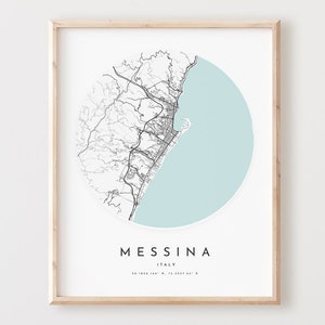 Impressão de mapa de Messina, mapa de Messina pôster arte de parede da cidade, mapa de estrada de Messina, decoração de mapa de rua de impressão de Messina, presente de escritório, L553v4