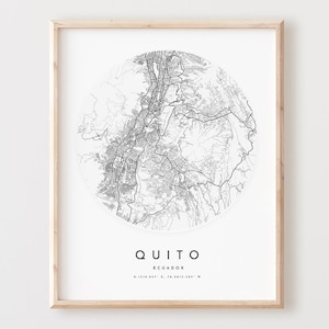 Impresión de mapa de Quito, póster de mapa de Quito, arte de pared de ciudad, mapa de carreteras de Quito, decoración de mapa callejero impreso de Quito, regalo de oficina, L176v4