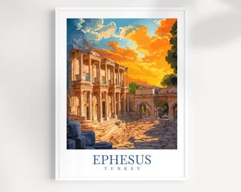 Ephesus Turkey Print: Ancient Ruins Illustrated Travel Art