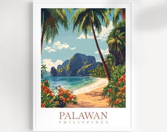 Palawan Philippines Travel Poster: Tropical Island Wall Art