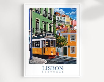 Lisbon Tram Art Print: Portugal Travel Poster