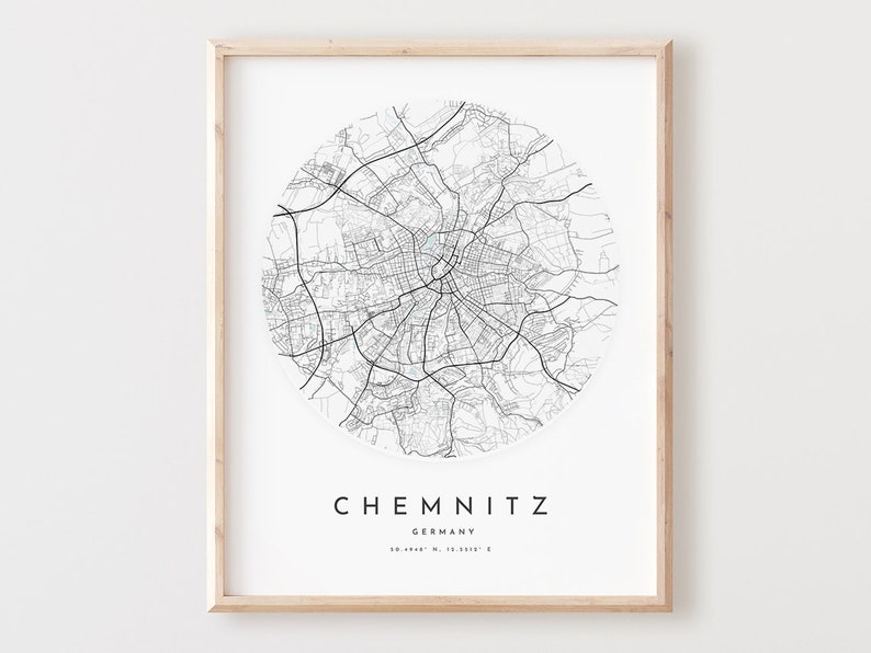Office Gift Chemnitz Map Print Chemnitz Map Poster City Wall Art L502v4 Chemnitz Print Street Map Decor Chemnitz Road Map