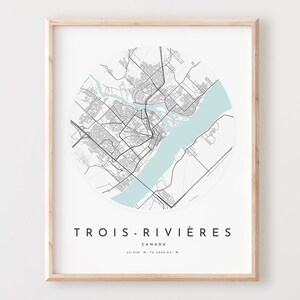 Impressão de mapa de Trois-rivières, mapa de Trois-rivières pôster arte da parede da cidade, mapa de estradas de Trois-rivières, impressão de mapa de ruas de Trois-rivières L786v4