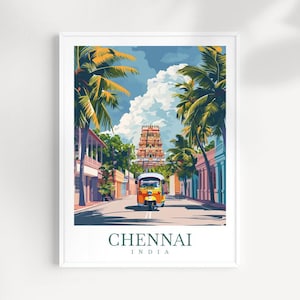 Chennai Reise Print Wand Kunst Indien Wandbehang Dekoration Chennai Geschenk Kunstliebhaber Wand Kunst Print Chennai India
