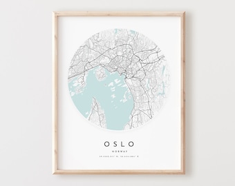 Oslo Map Print: Modern City Street Art Poster