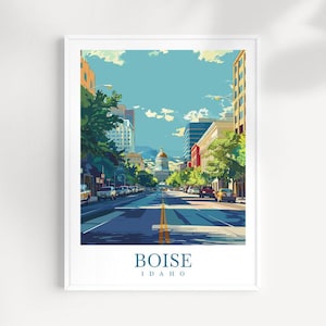 Boise Cityscape Print Idaho Home Decor USA City Art Print Boise Wall Art Boise Enthusiast Gift Boise Wall Hanging gift