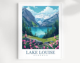 Lake Louise Canada Travel Print: Mountain Lake Wall Art